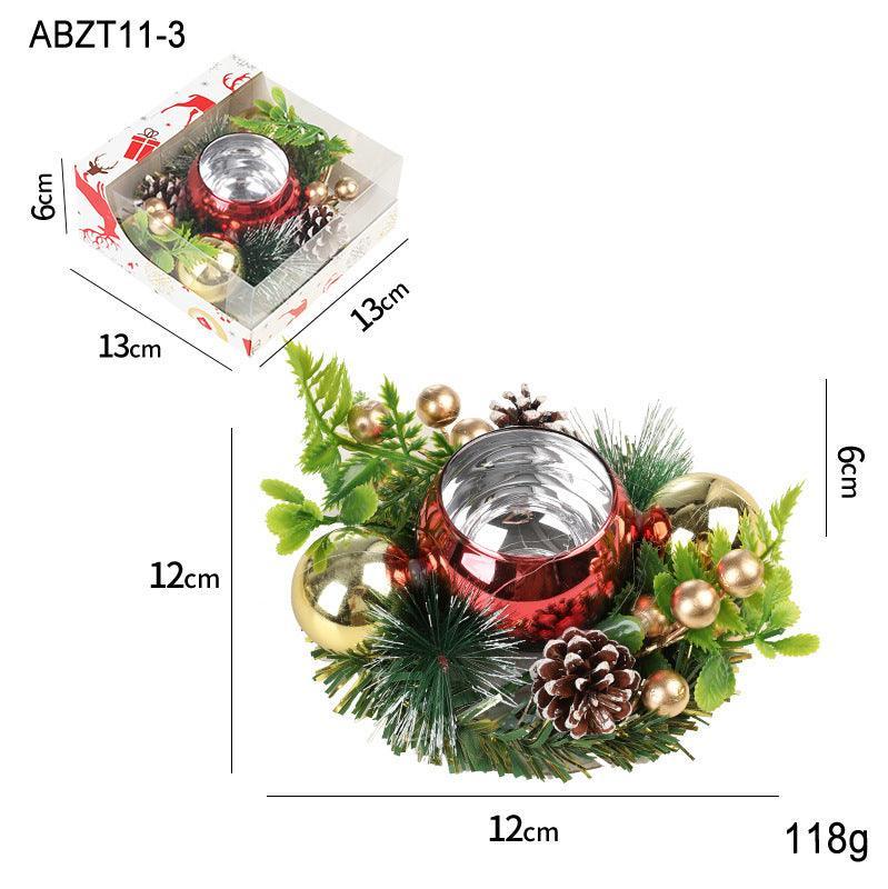Christmas Candle Metals Candlestick Wreath Artificial Pinball - Mooth Shop