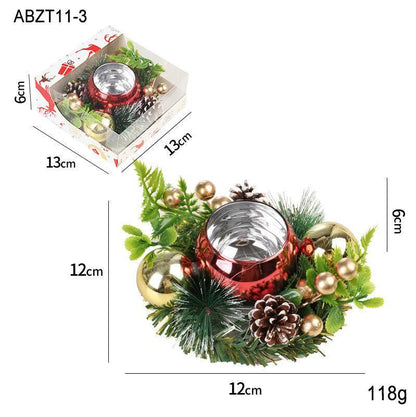 Christmas Candle Metals Candlestick Wreath Artificial Pinball - Mooth Shop