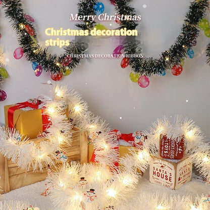 Guirnalda navideña LED de 5 metros con 50 luces blancas cálidas para decoración de árboles de interior y exterior - Papá Noel y muñeco de nieve verdes-Mooth Shop