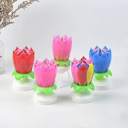 Music Lotus Birthday Music Happy Birthday Song Candle - Mooth Shop