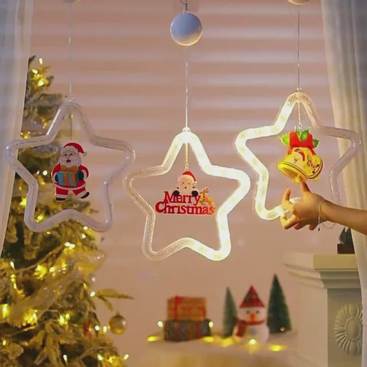 Luces LED Navideñas Colgantes Decoración Estrella Navidad con Pilas-Mooth Shop-video